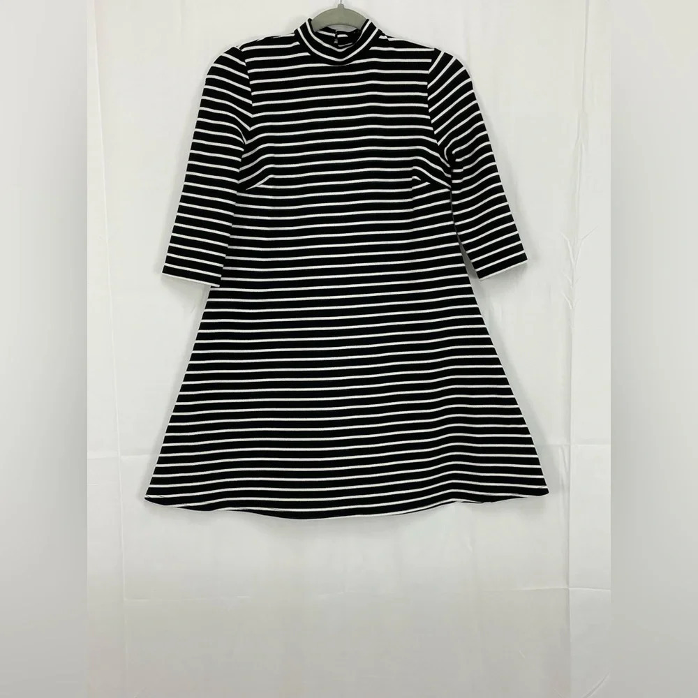 Atmosphere Stripe High Neck 3/4 Sleeve Skater mini Dress size 4